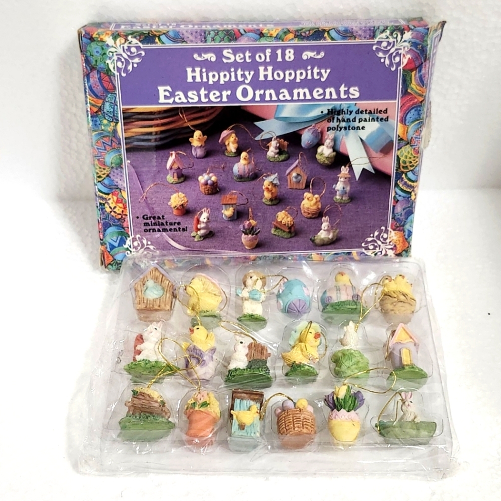 VTG Giftco Polystone Easter Ornaments SET of 18 NIB
